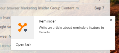 Yanado in-app reminder notification